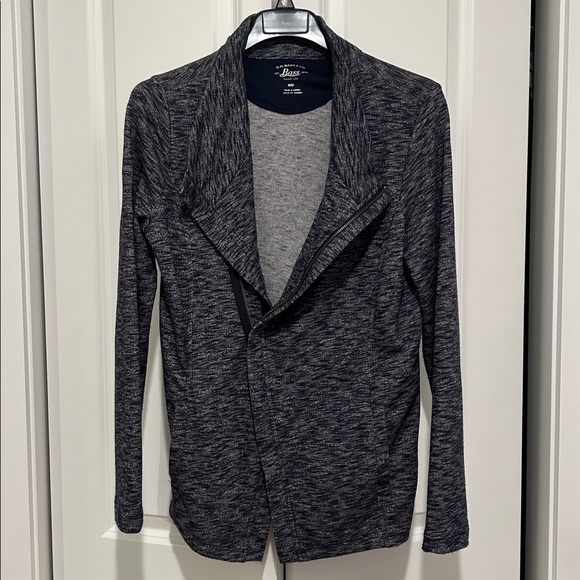 Asymmetrical Sweater Jacket moto look Navy Blue Full zip and short sleeve shell - Picture 5 of 13